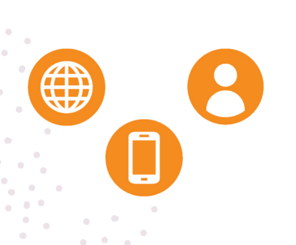 Icon image representing web, in-person, and phone